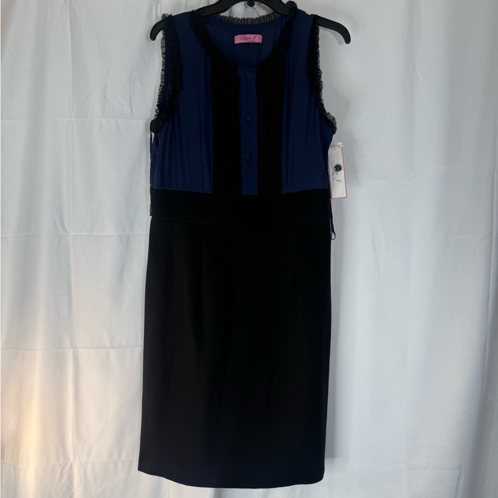 Eliza J Black And Blue Midi Dress